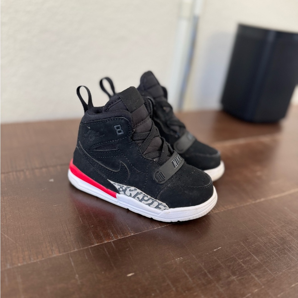Jordan Kids Black and Red High-Top Sneakers